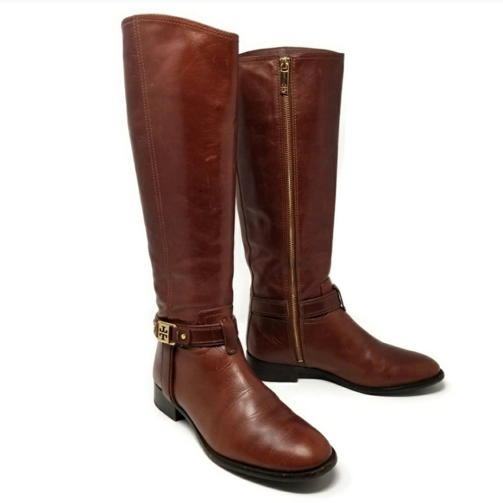 Tory Burch Alessandra Riding Boots Cognac 8.5
